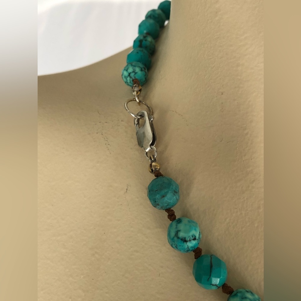 Graduated Knotted Turquoise Statement Necklace - image 4